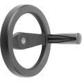 Kipp 2-Spoke Handwheel D1=250 Reamed Hole D2=26H7, Aluminum, Black Powder, Comp:Thermoset, Revolving Grip K0162.41250X26
